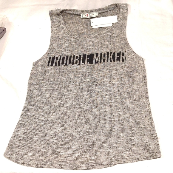 I heart closet Tops - Troublemaker Tank Top XS, Black and White Heathered Sweater Lightweight